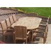 1.1m x 1.9m-2.7m Teak Oval Double Extending Table with 10 Marley Armchairs - 1